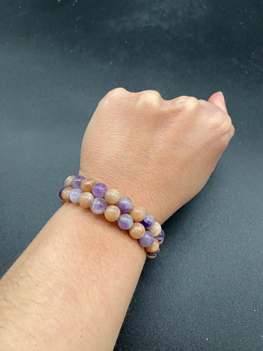 Amethyst & Sunstone Memory Wire Bracelet