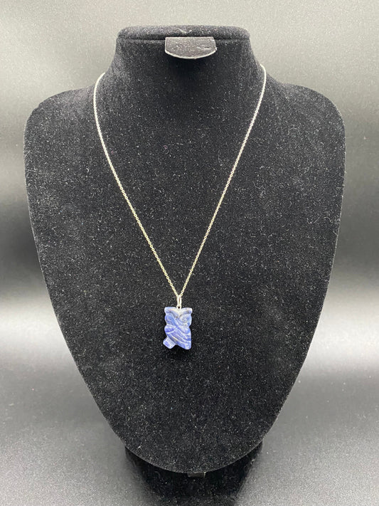 Sodalite Owl Sterling Silver Necklace