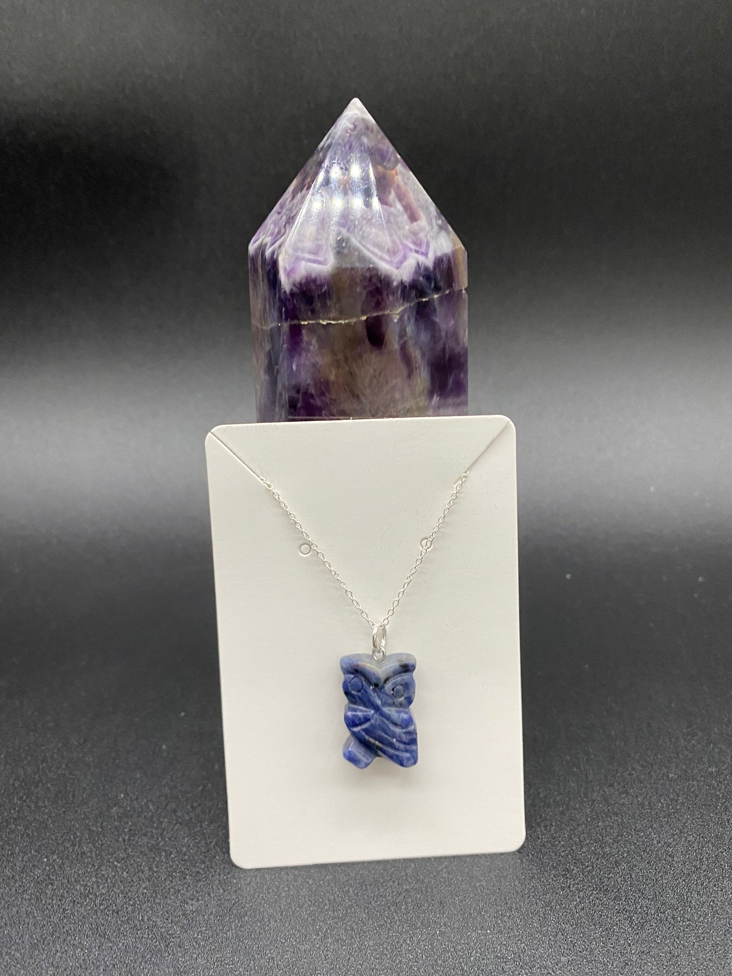 Sodalite Owl Sterling Silver Necklace
