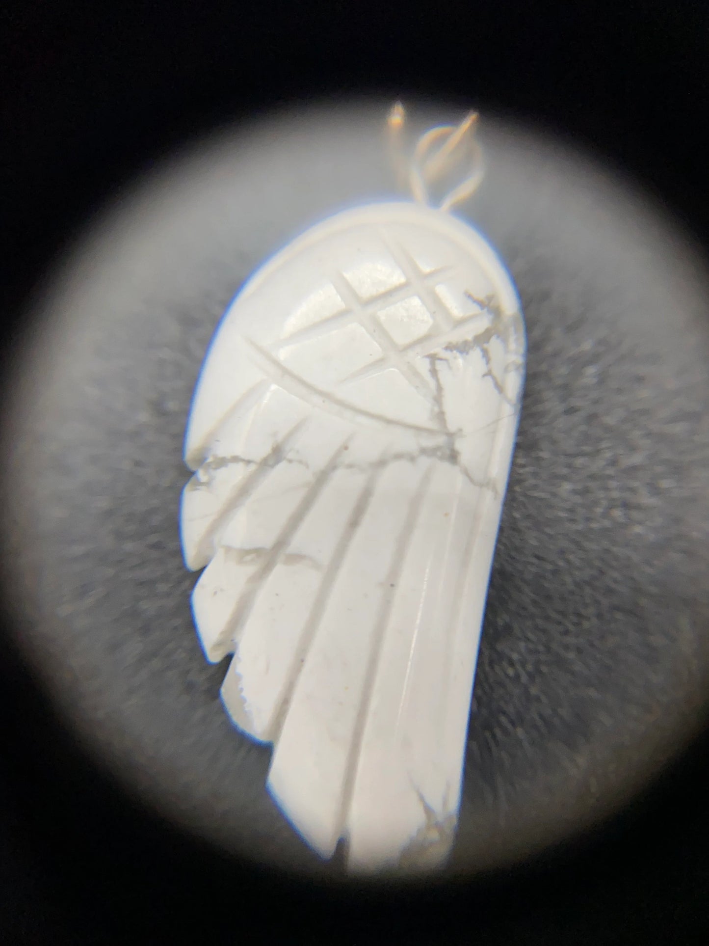 White Quartz Carved Angel Wing Pendant Sterling Silver Necklace