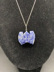 Sodalite Bat Pendant Sterling Silver Necklace