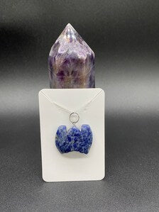 Sodalite Bat Pendant Sterling Silver Necklace