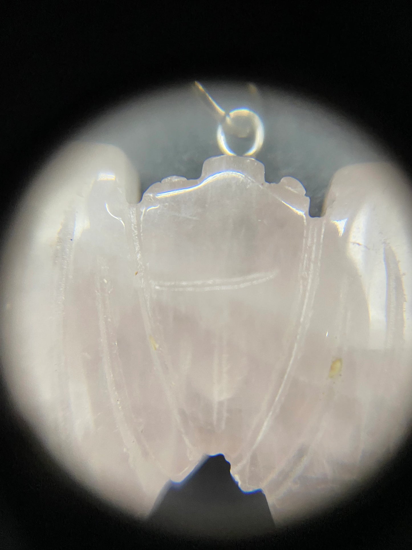Rose Quartz Carved Bat Pendant Sterling Silver Necklace