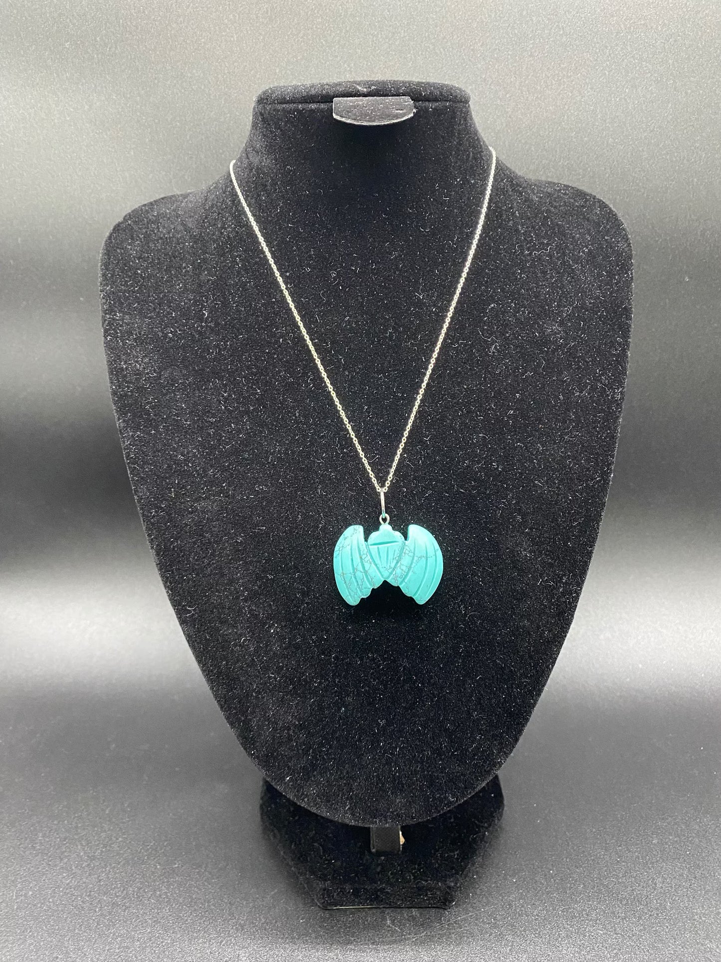 Turquoise Howlite Bat Sterling Silver Necklace