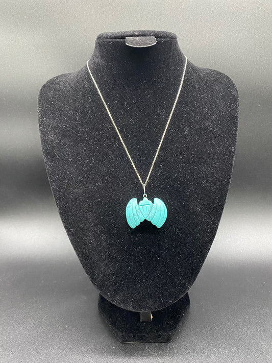 Turquoise Howlite Bat Sterling Silver Necklace