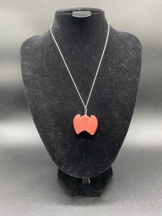 Strawberry Quartz Bat Sterling Silver Necklace