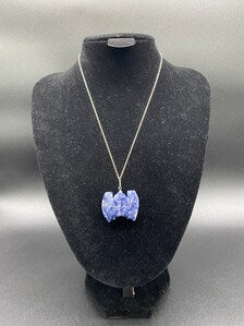 Sodalite Bat Pendant Sterling Silver Necklace