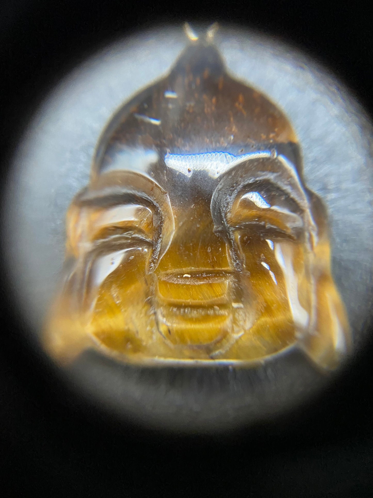Tiger's Eye Carved Buddha Pendant Sterling Silver Necklace