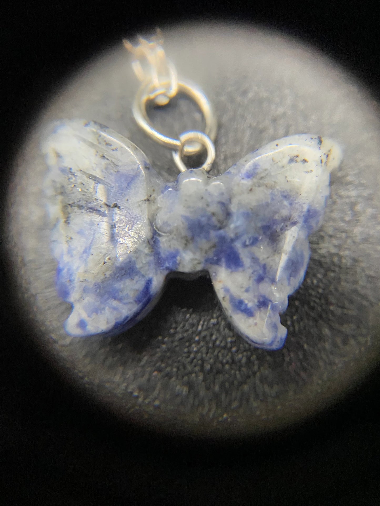 Sodalite Butterfly Pendant Sterling Silver Necklace