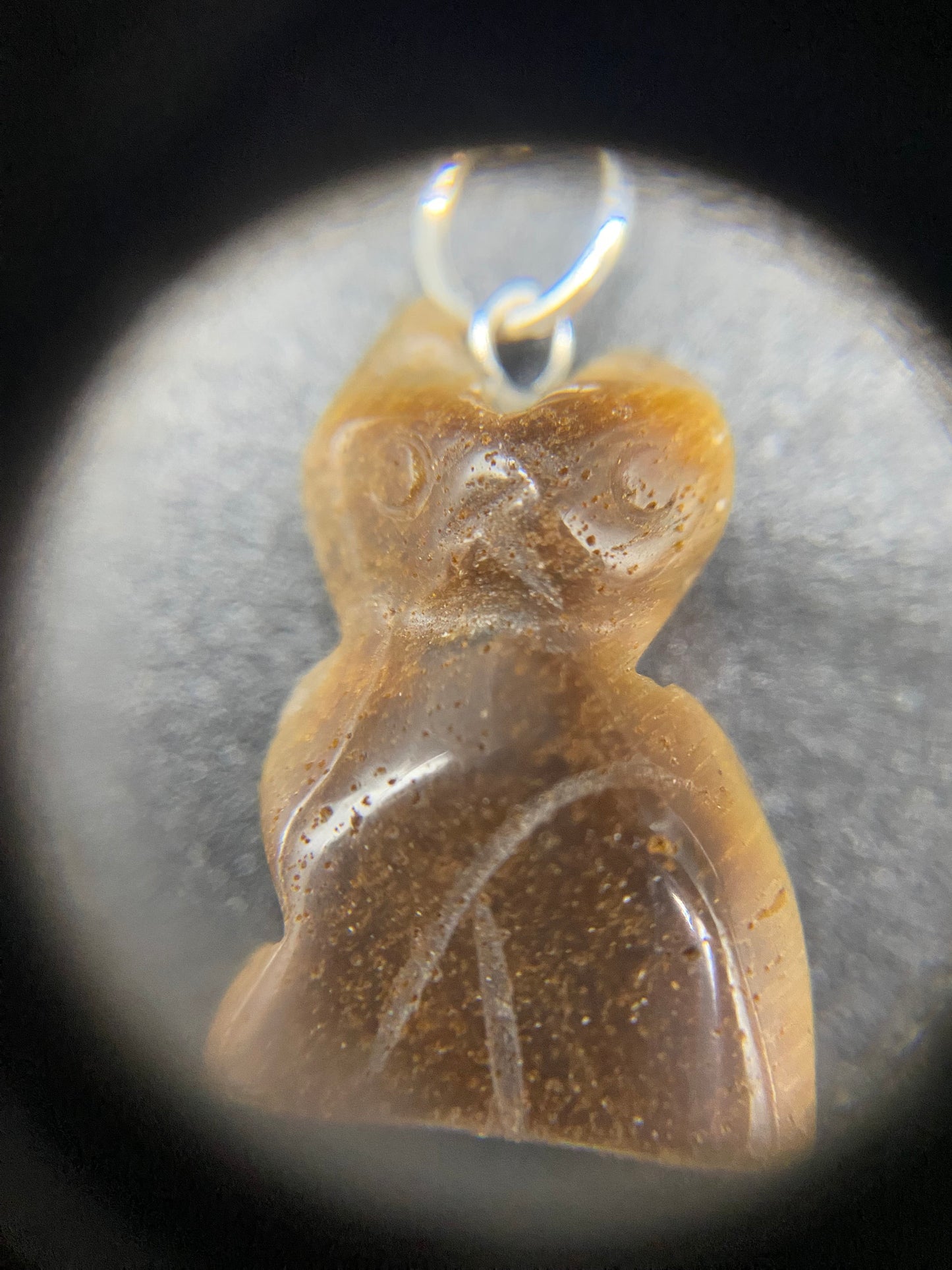Tiger's Eye Carved Cat Pendant Sterling Silver Necklace
