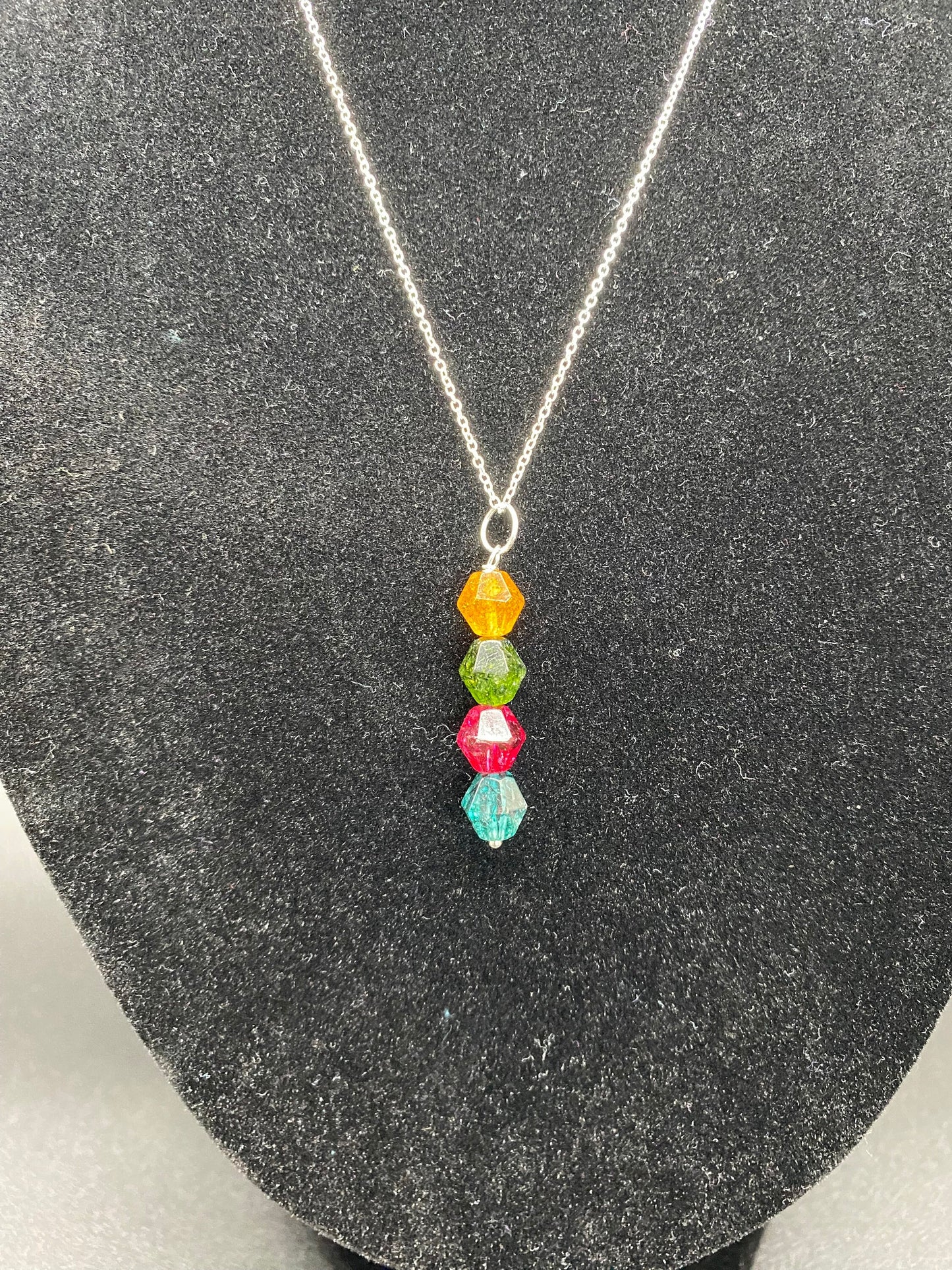 Multi Coloured Crackle Quartz Sterling Silver Necklace