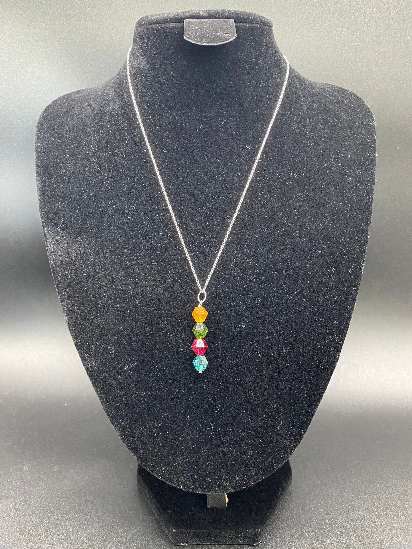 Multi Coloured Crackle Quartz Sterling Silver Necklace
