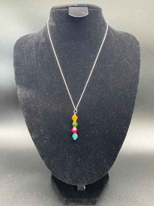 Multi Coloured Crackle Quartz Sterling Silver Necklace