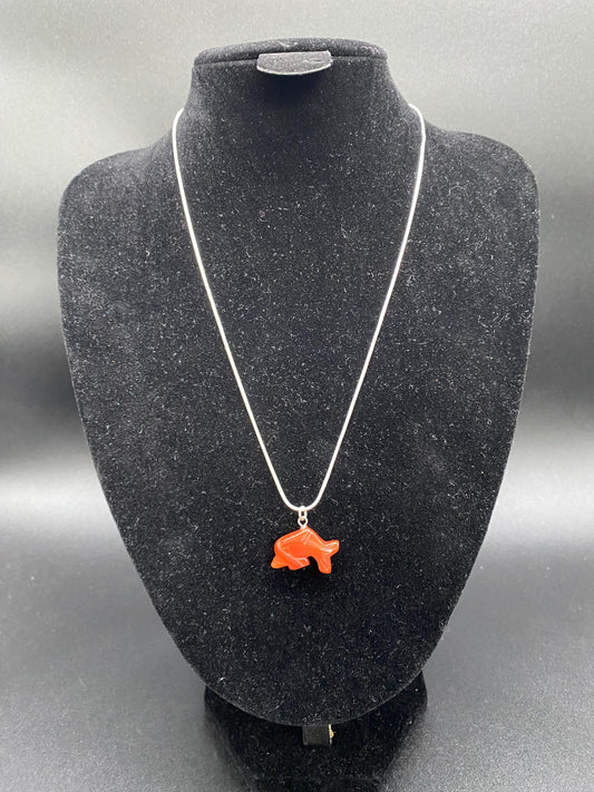 Carnelian Dolphin Pendant Sterling Silver Necklace