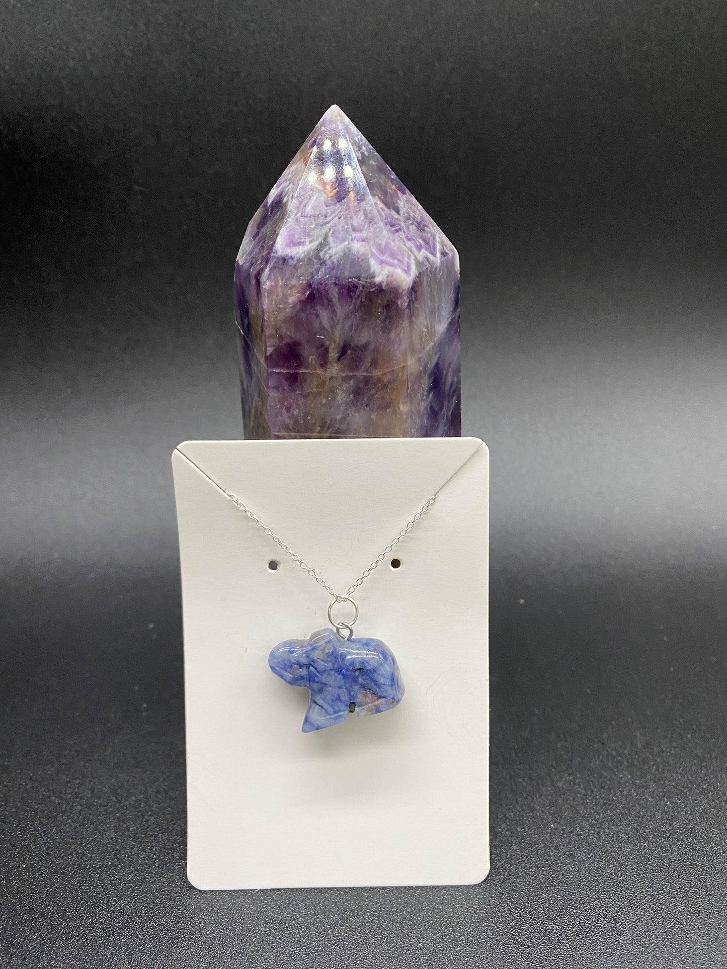Sodalite Elephant Pendant Sterling Silver Necklace