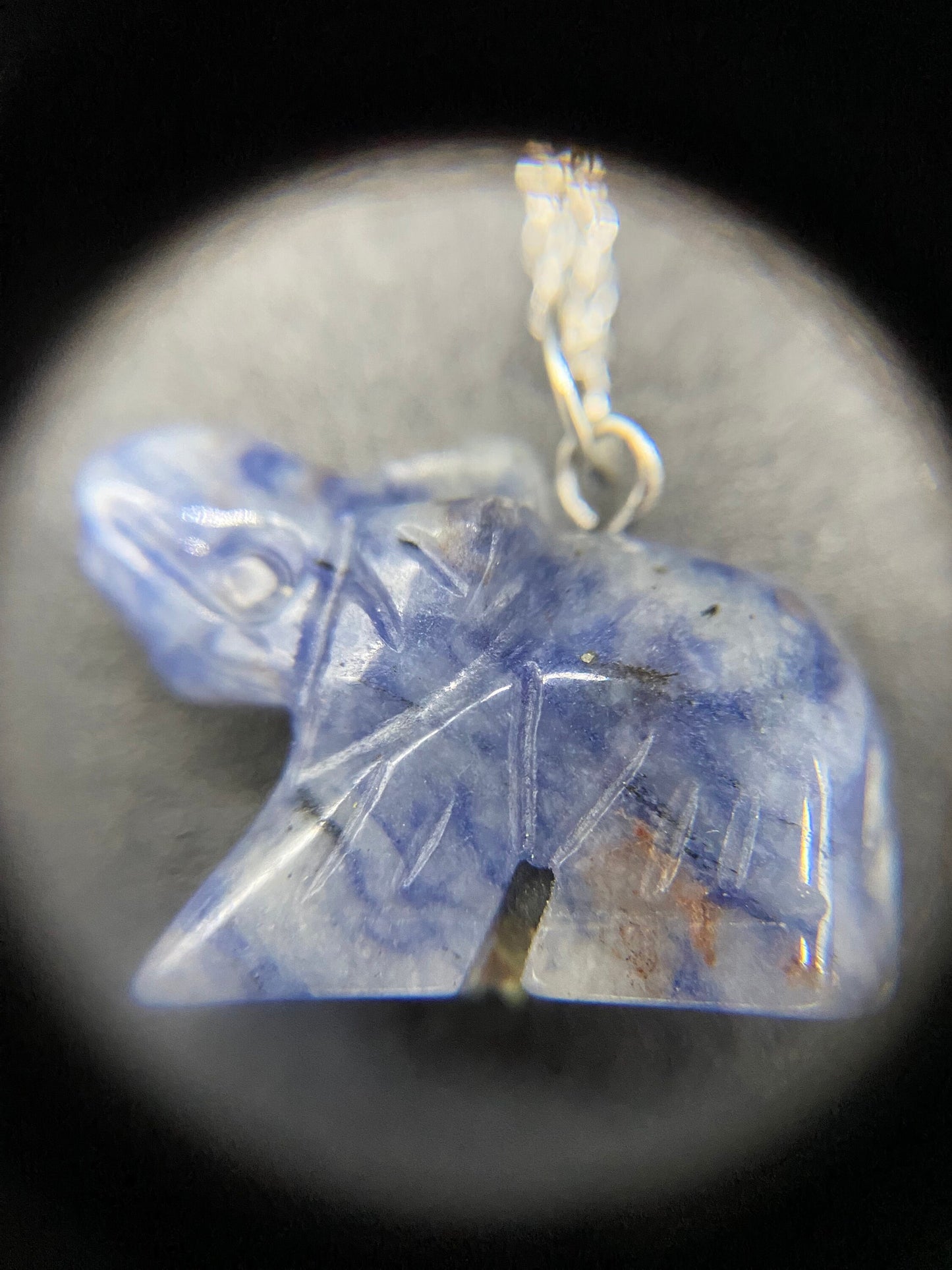 Sodalite Elephant Pendant Sterling Silver Necklace