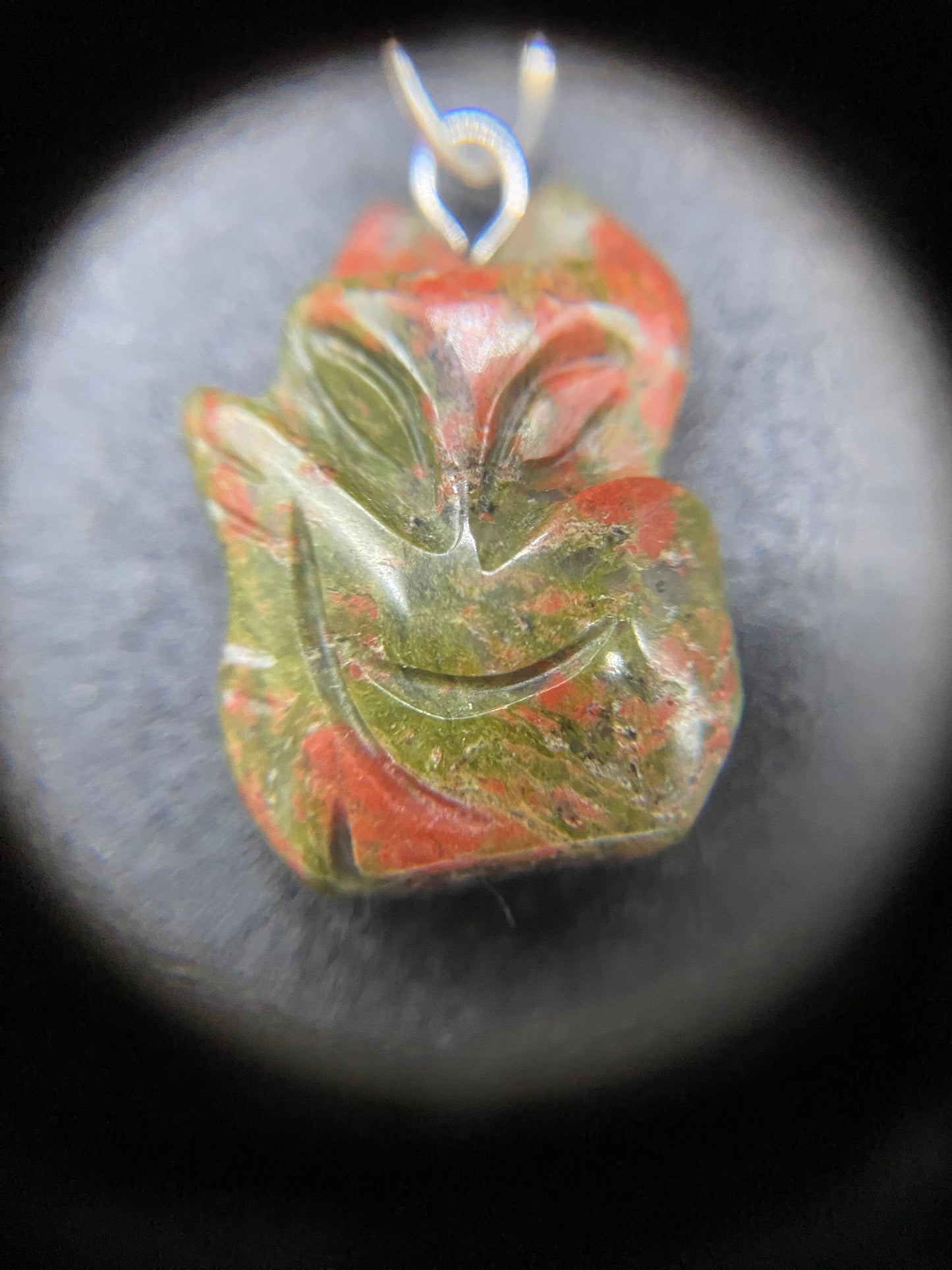 Unakite Fox Sterling Silver Necklace