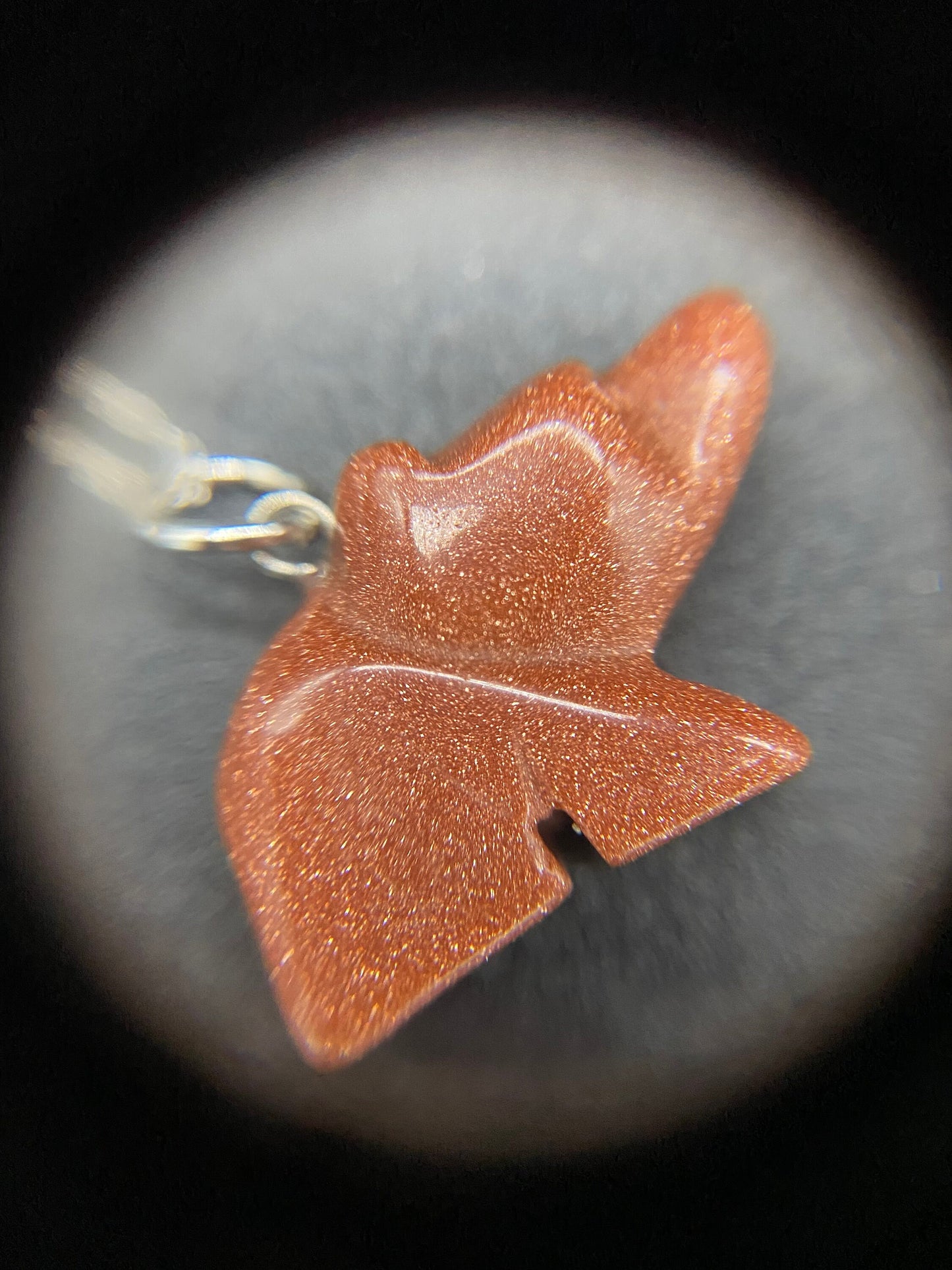 Brown Goldstone Bear Sterling Silver Necklace