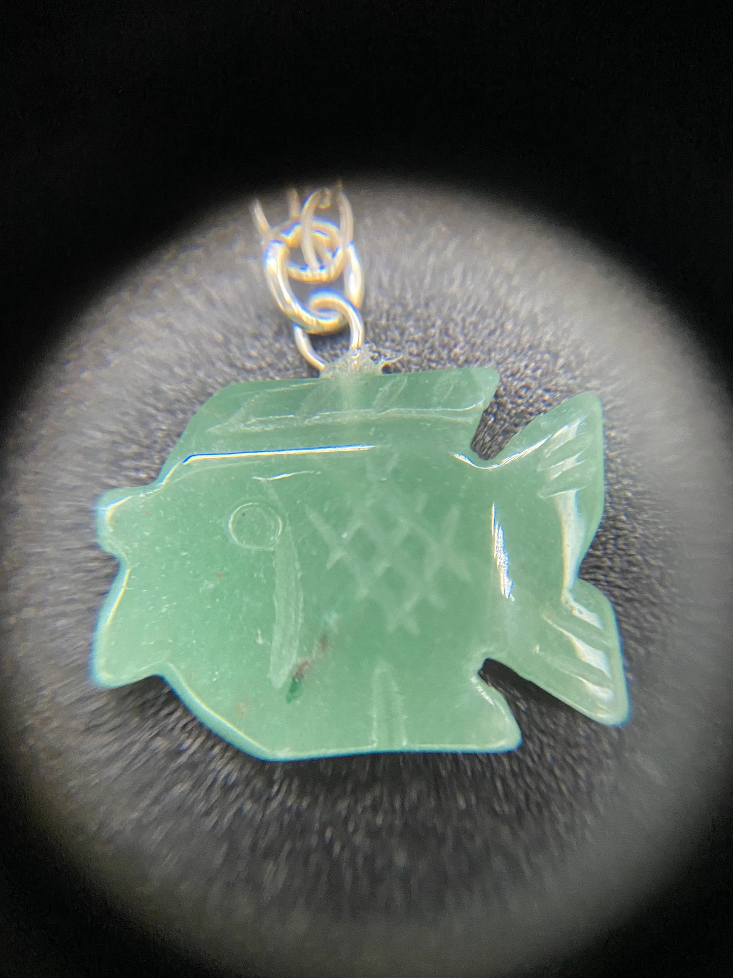 Green Aventurine Fish Sterling Silver Necklace