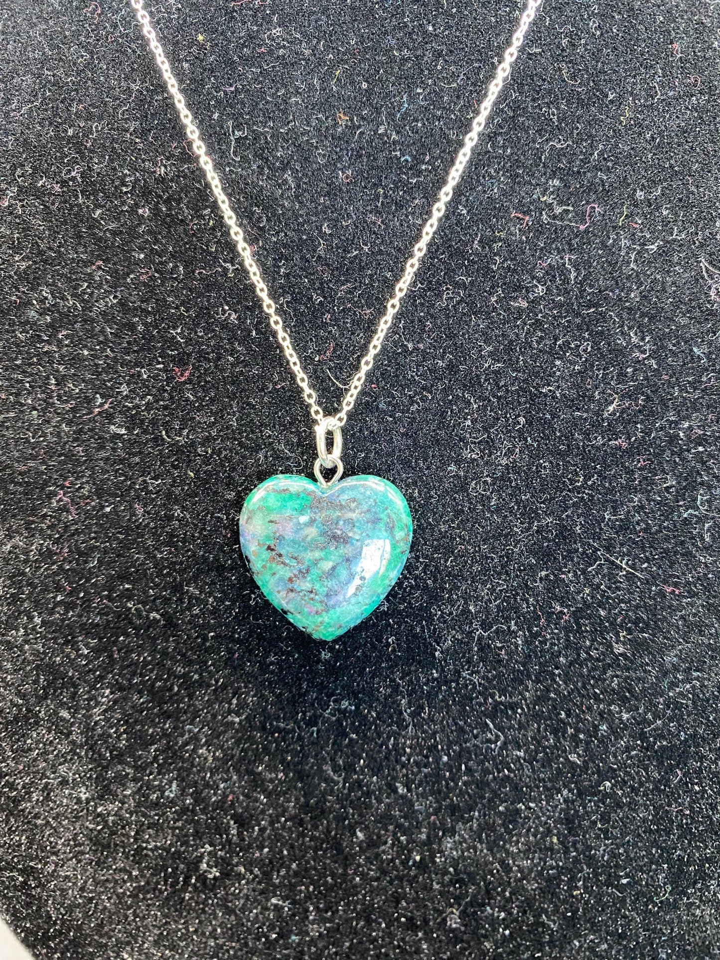 Ruby Zoisite Heart Pendant Sterling Silver Necklace