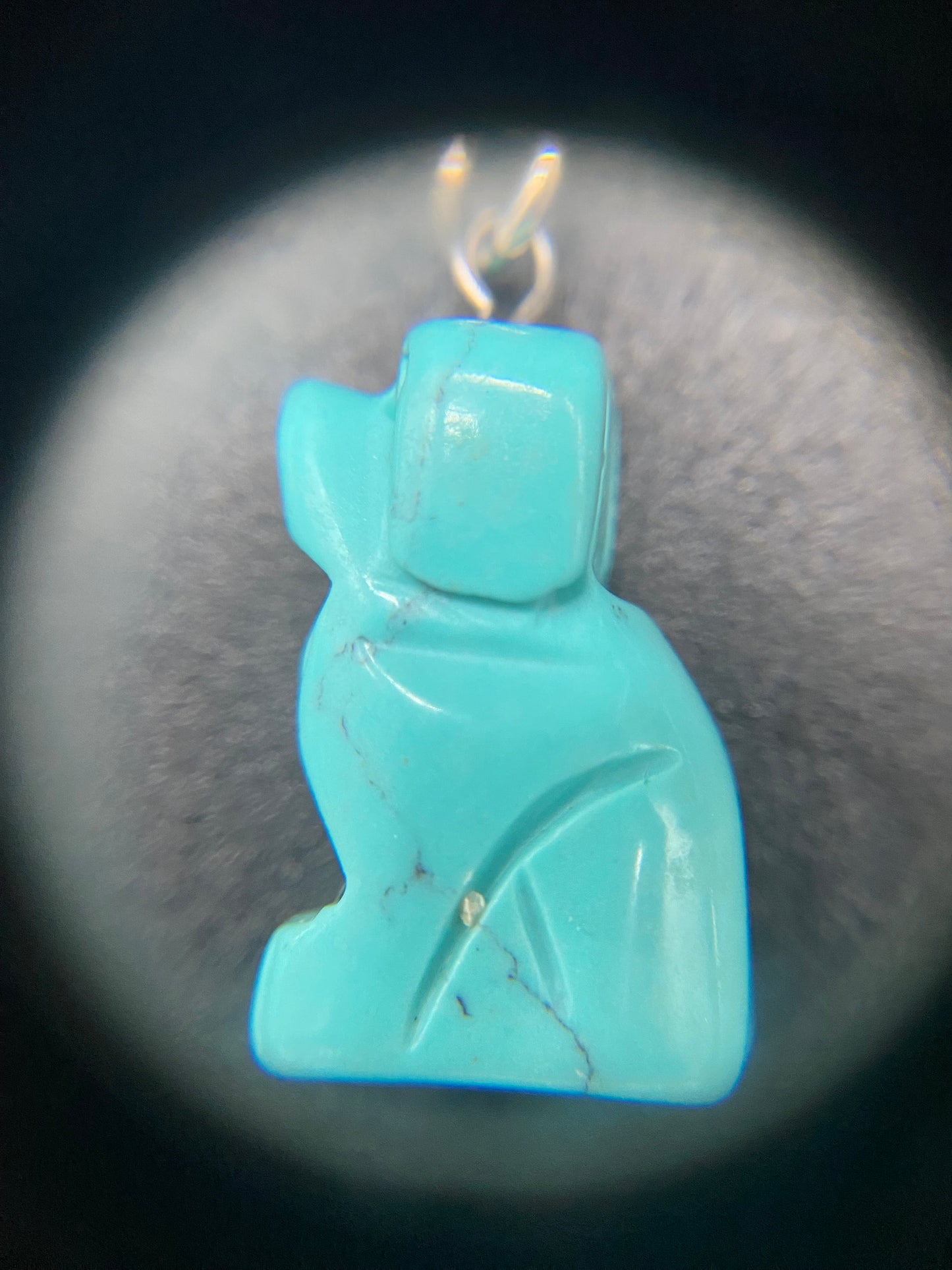 Turquoise Howlite Carved Dog Sterling Silver Necklace