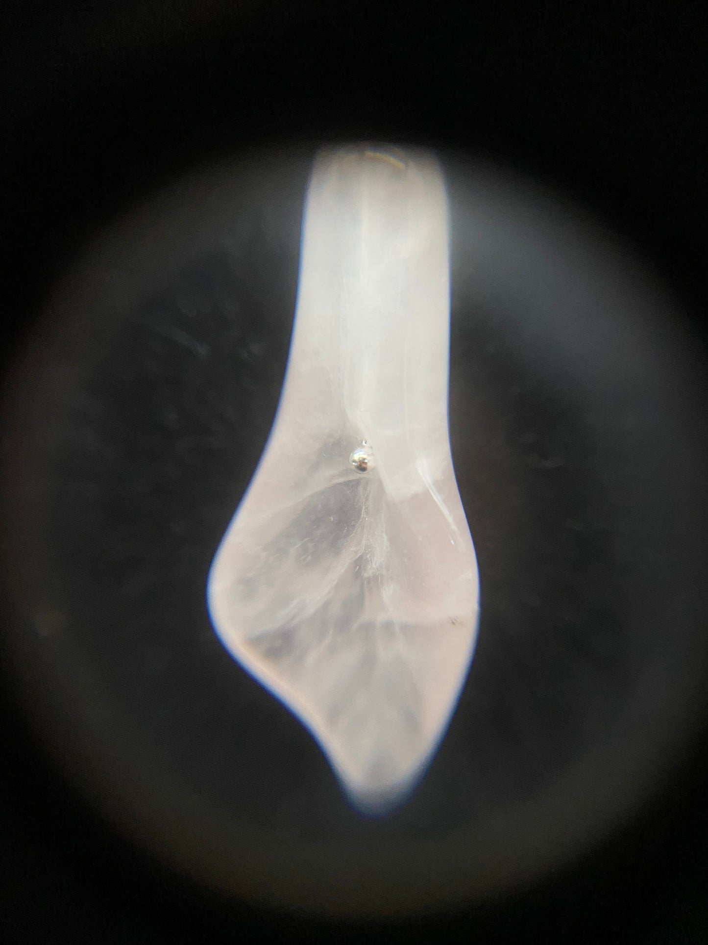 Rose Quartz Carved Calla Lily Pendant  Sterling Silver Necklace