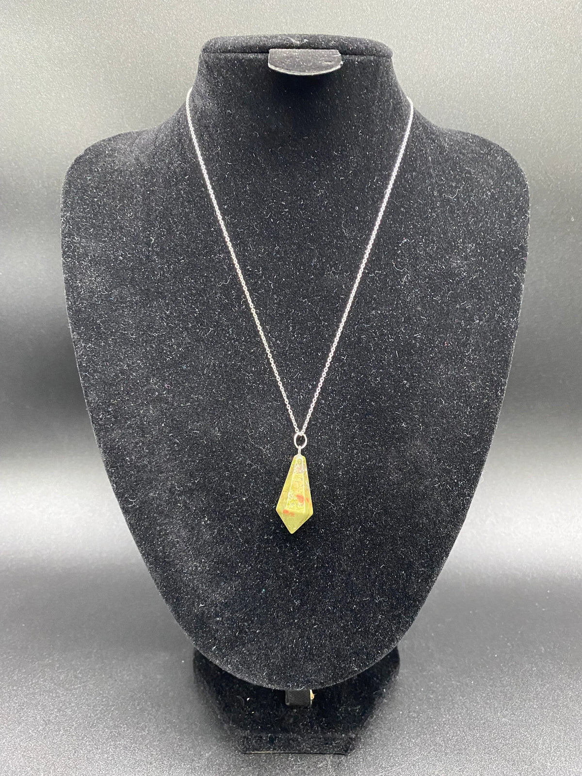 Unakite Faceted Pendulum Pendant  Sterling Silver Necklace