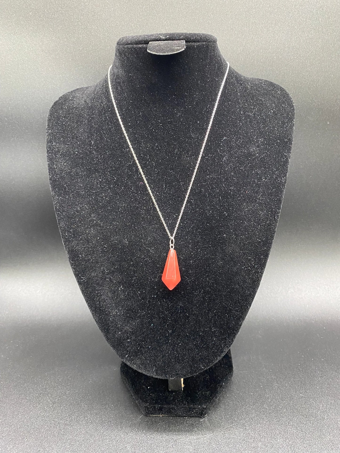Strawberry Quartz Faceted Pendulum Pendant Sterling Silver Necklace