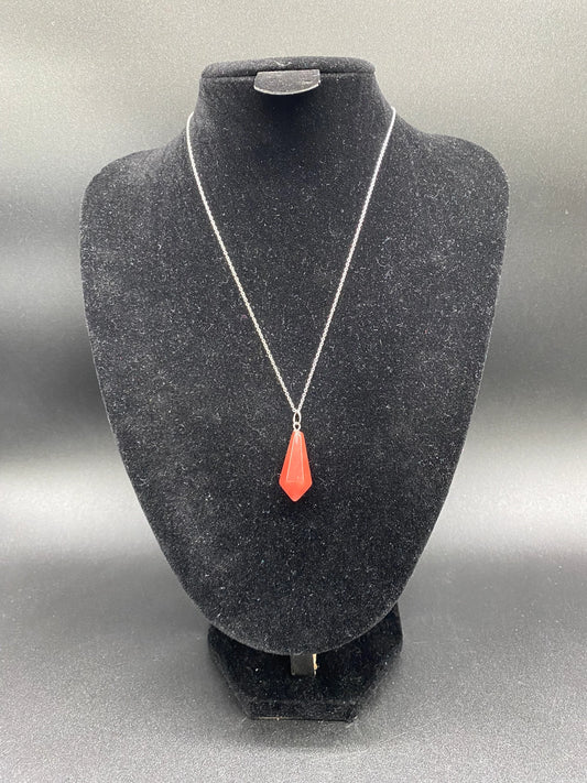 Strawberry Quartz Faceted Pendulum Pendant Sterling Silver Necklace