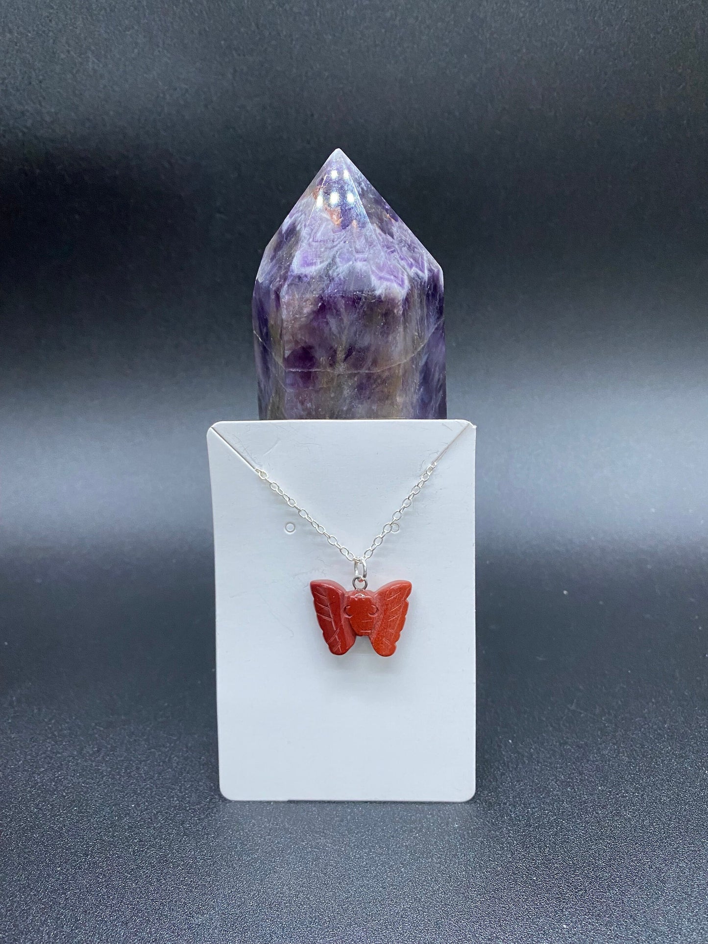Red Jasper Butterfly Sterling Silver Necklace