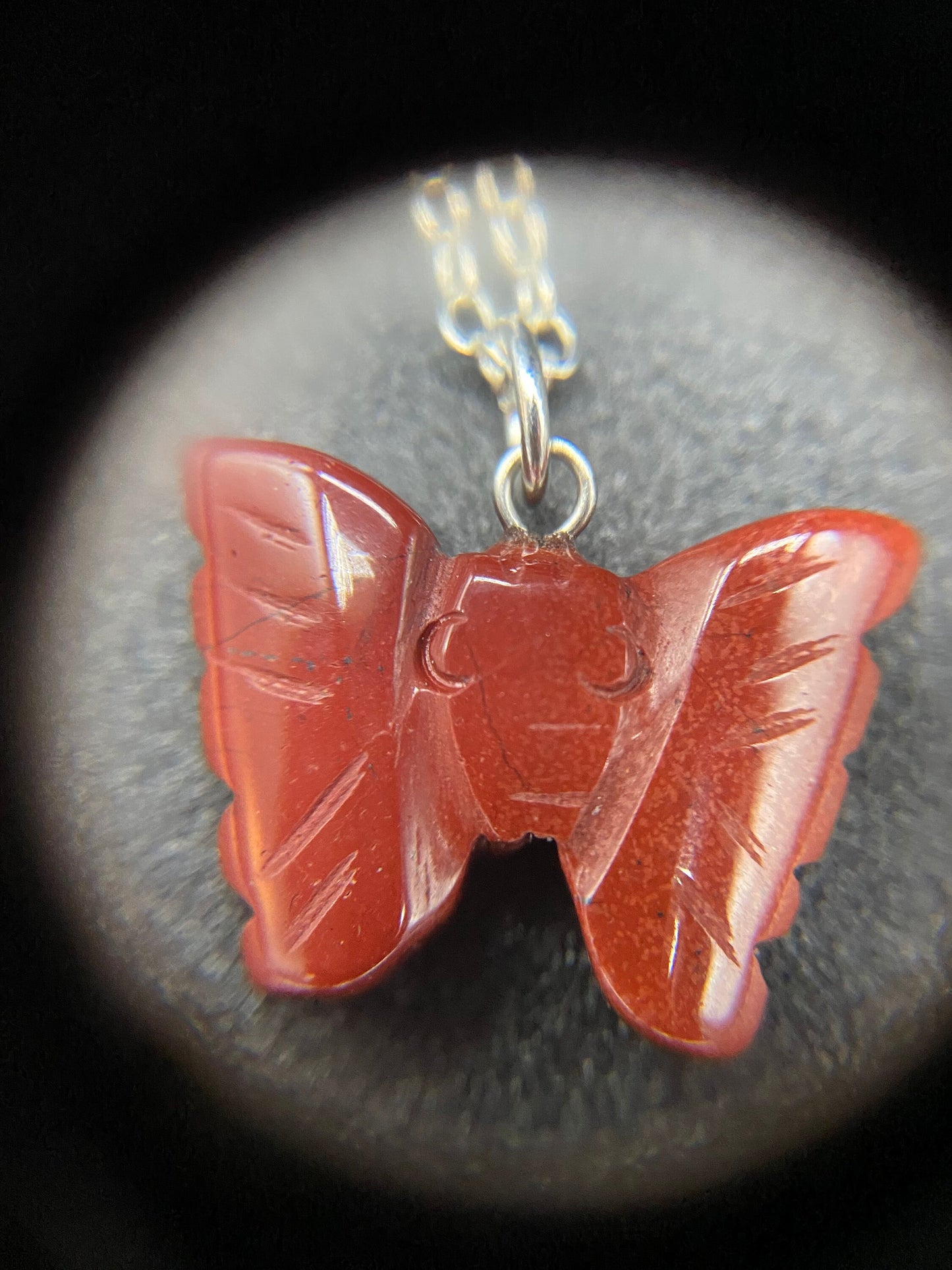 Red Jasper Butterfly Sterling Silver Necklace