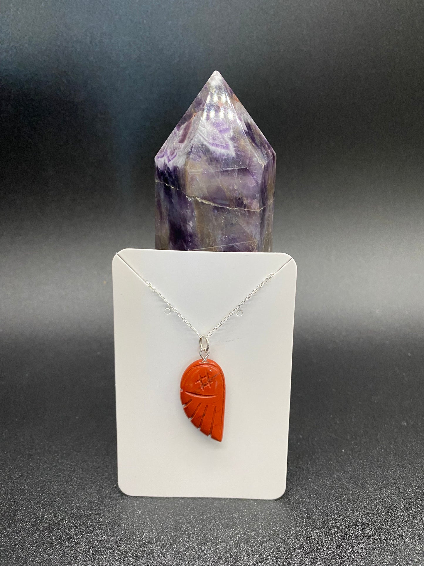 Red Jasper Angel Wing Sterling Silver Necklace