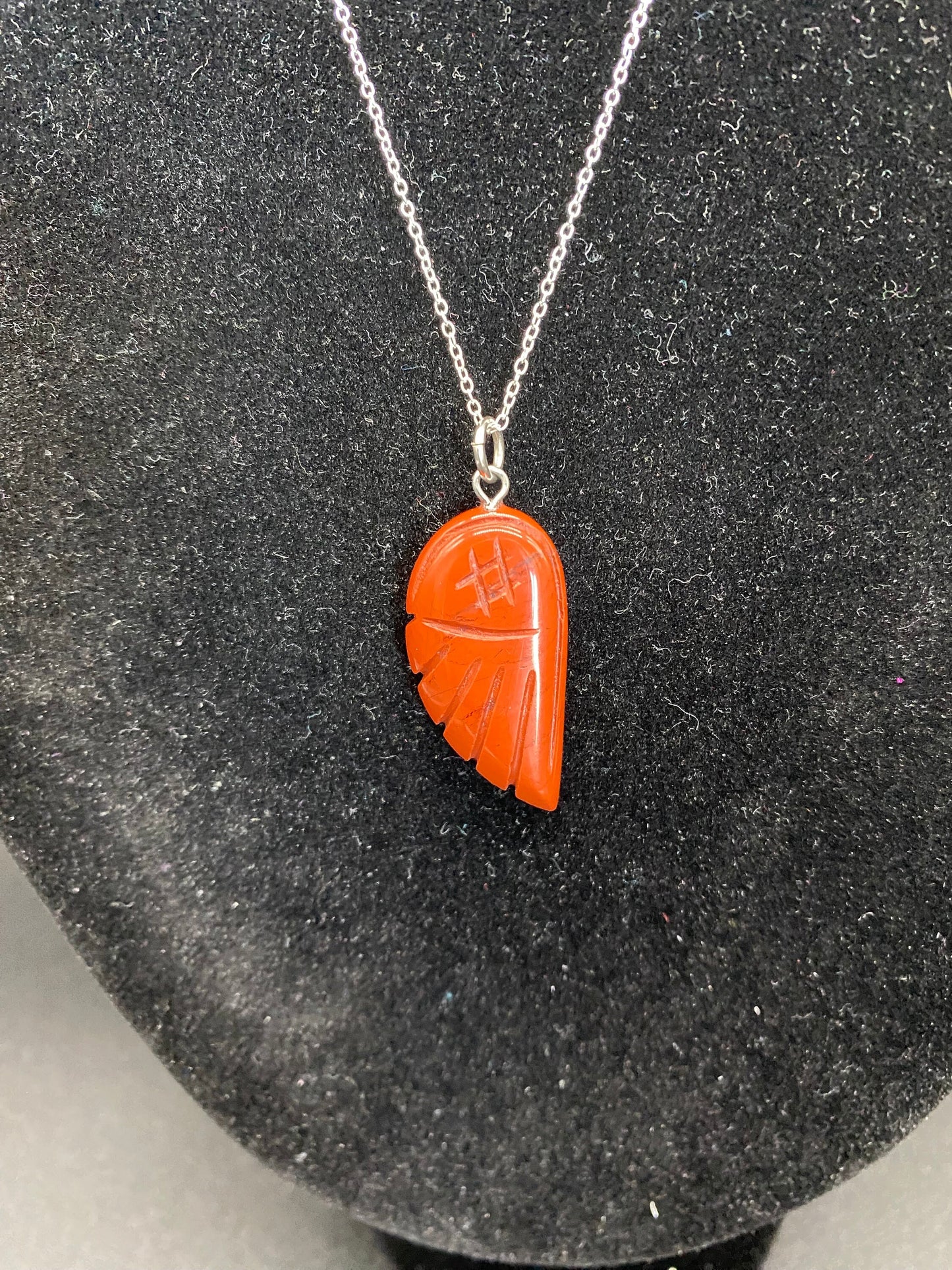 Red Jasper Angel Wing Sterling Silver Necklace