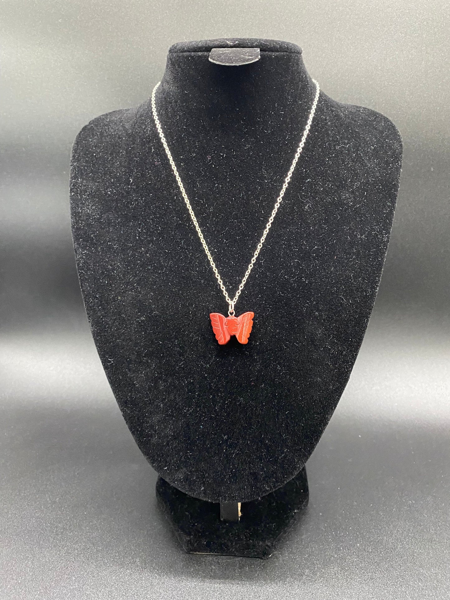 Red Jasper Butterfly Sterling Silver Necklace
