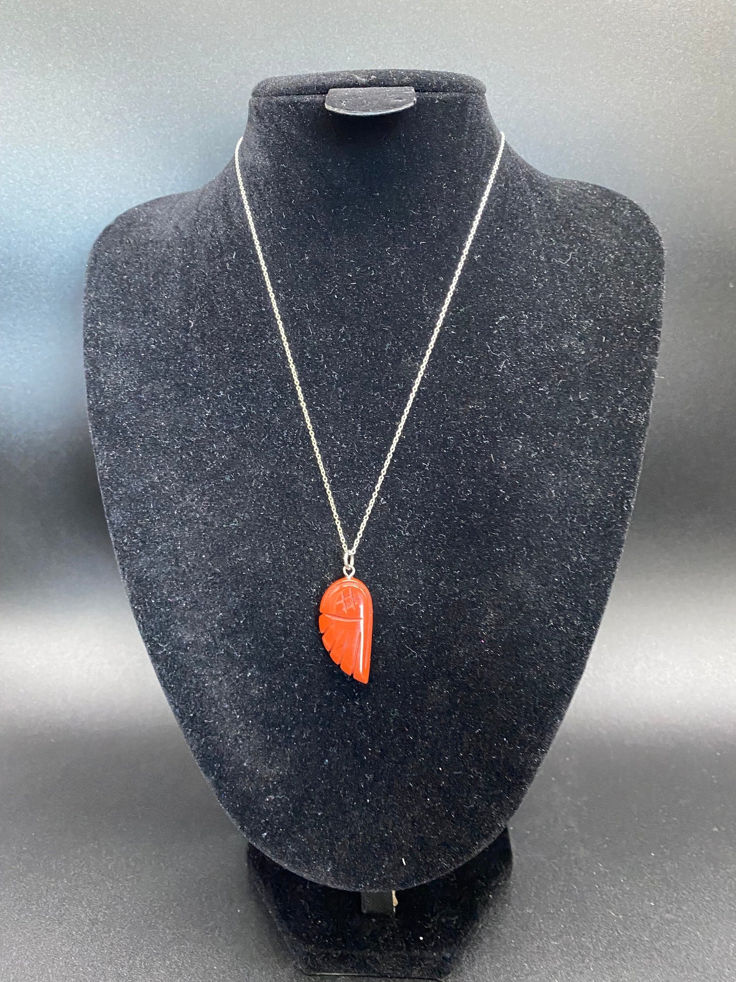 Red Jasper Angel Wing Sterling Silver Necklace