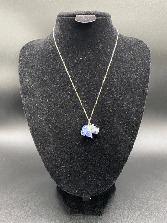 Sodalite Rhinoceros Sterling Silver Necklace