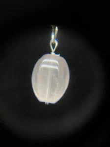 Rose Quartz Oval Pendant Sterling Silver Necklace