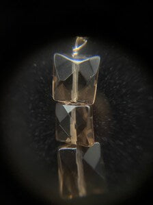 Smoky Quartz Cube Drop Pendant Sterling Silver Necklace