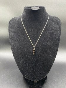 Smoky Quartz Bicones Drop Pendant Sterling Silver Necklace