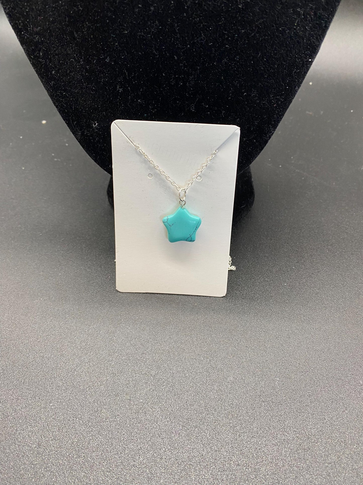 Turquoise Howlite Star Pendant Sterling Silver Necklace