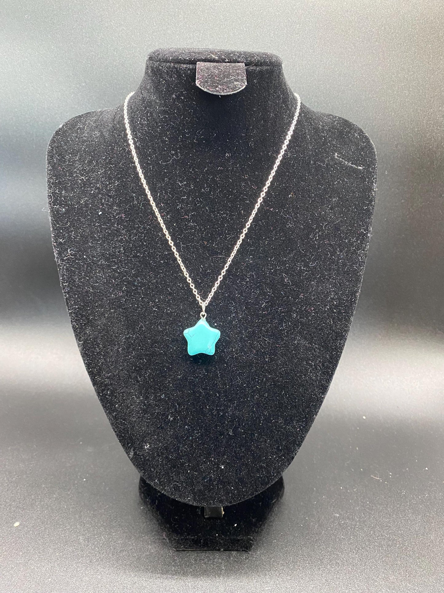 Turquoise Howlite Star Pendant Sterling Silver Necklace