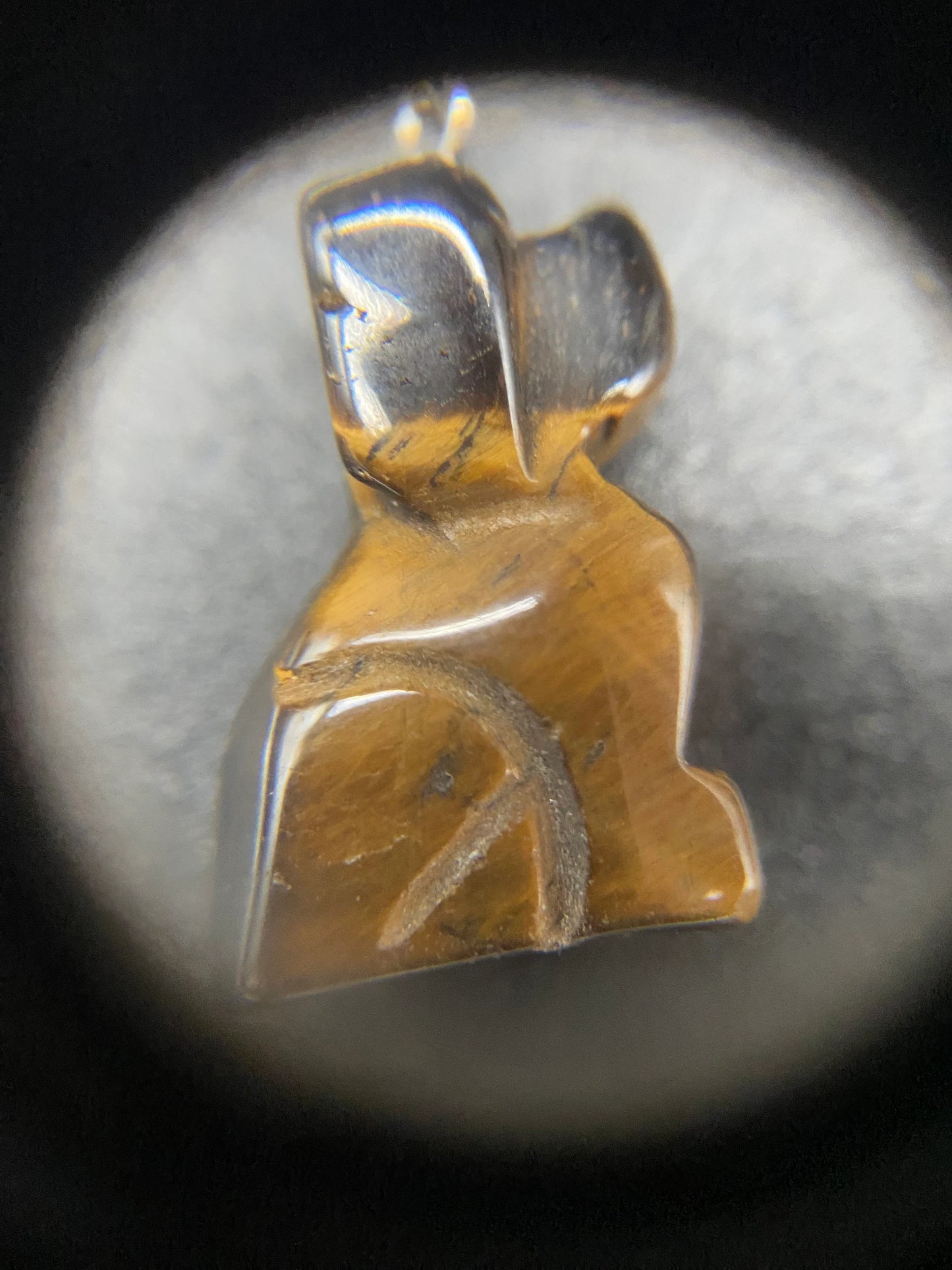 Tiger's Eye Carved Dog Pendant Sterling Silver Necklace