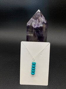 Turquoise Rondelle Drop Pendant Sterling Silver Necklace