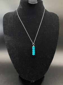 Turquoise Rondelle Drop Pendant Sterling Silver Necklace