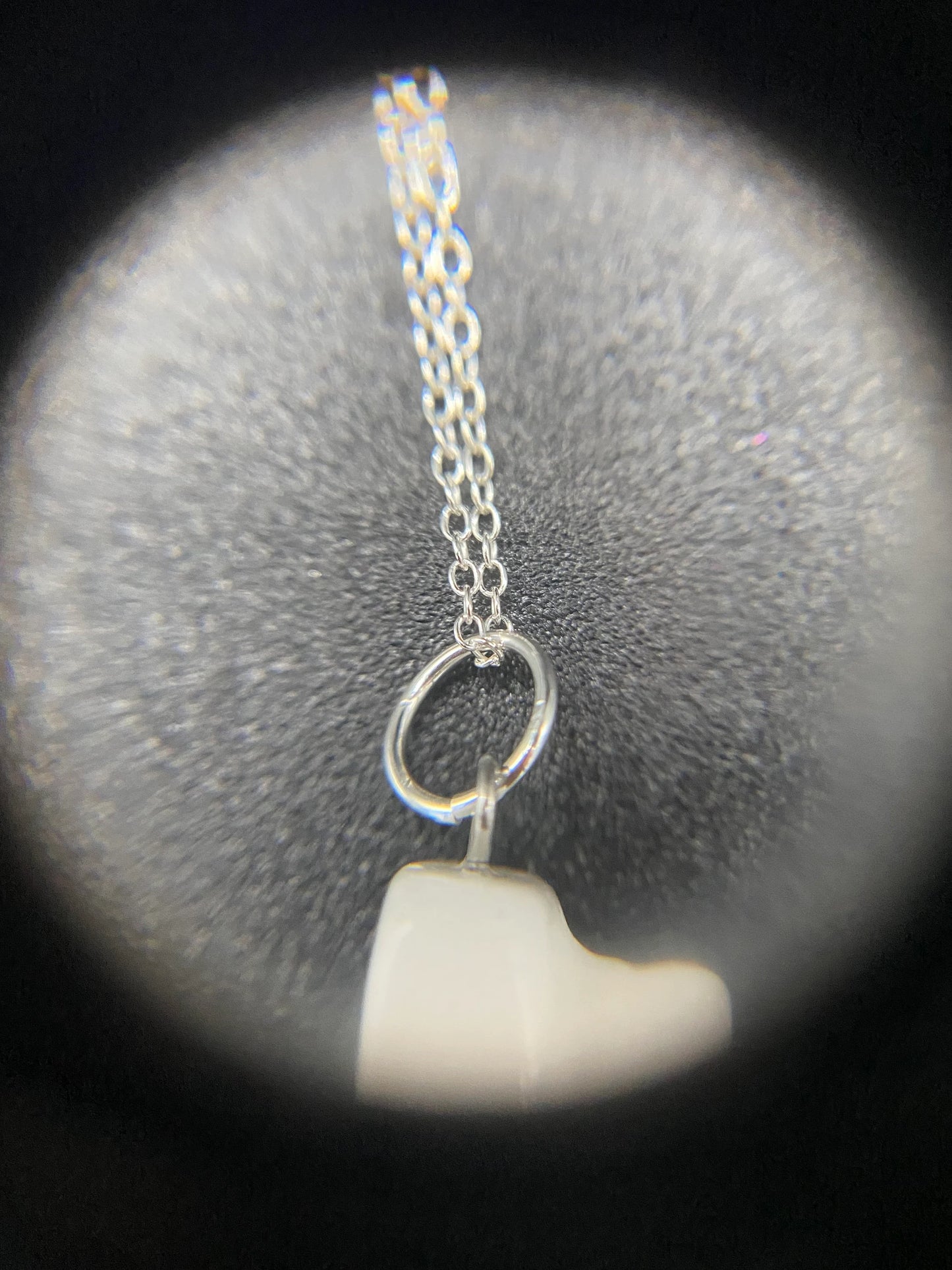 White Quartz Carved Dog Pendant Sterling Silver Necklace